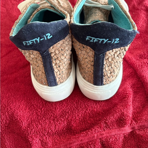 Stylish Tan Woven Leather Women's HiTop Sneakers.  NEVER WORN - Picture 4 of 5